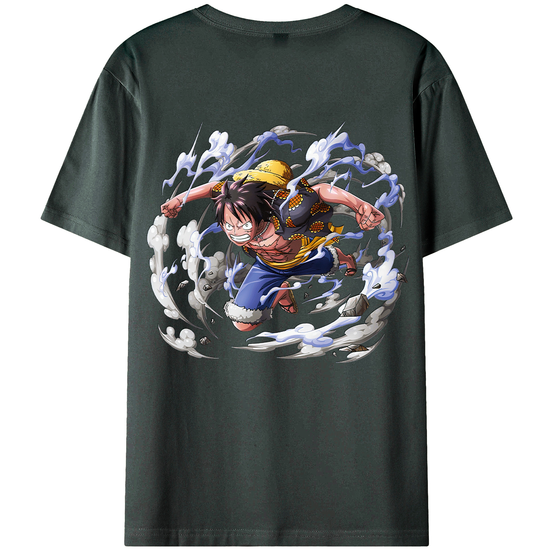 ワンピース モンキー・D・ルフィ ONE PIECE Monkey D. Luffy 綿100％ メンズ半袖Tシャツ（バックプリント） 通気性